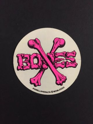 Nos 1980s Powell Peralta Pink Bones Brigade Emblem Sticker (4in Circle)