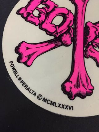 NOS 1980s Powell Peralta Pink Bones Brigade Emblem Sticker (4in Circle) 2