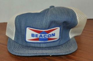 Vtg Beacon Feeds K - Brand Snapback Hat Trucker Cap Farming Ag Patch Mesh Usa