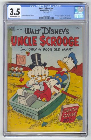 Four Color 386 Cgc 3.  5 Vintage Dell Comic Key Uncle Scrooge 1 Poor Old Man