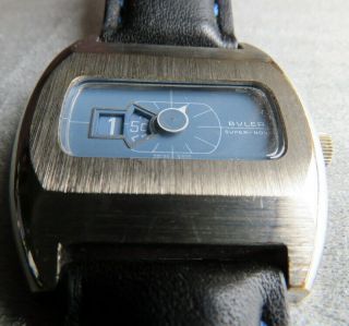 Vintage Buler Nova Jump Hour Digital Direct Read Mechanical Watch