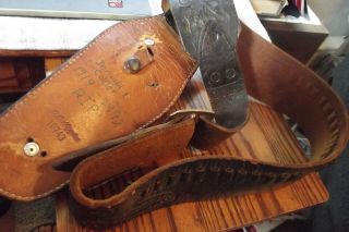 Vintage J.  C.  Higgins 10743 Western Style Leather Cowboy Gun Belt / Holster