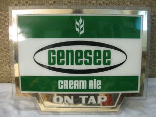 Genesee Cream Ale Beer Lighted On Tap Sign 19 " X 14 3/4 " Vintage