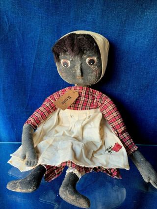 Vintage Primitive Black Folk Art Rosie Aunt Jemima Muslin Kerchief 17 " Doll ❤️m9