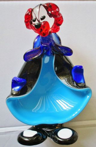 Vintage Murano Art Glass Clown Bowl Dish Decorators Piece W.  Gold Adventurine