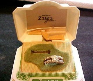 3 Vintage 14k Gold Wedding & Engagement Ring Set 4.  8 Grams Size 7 1/2