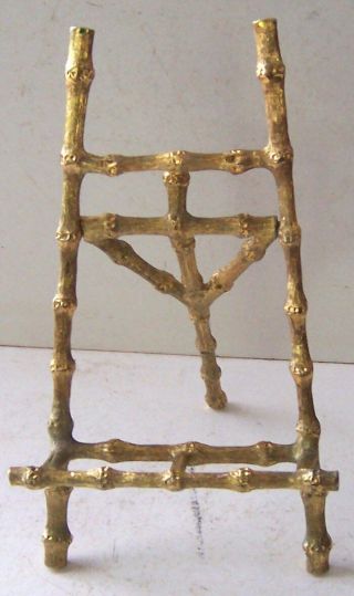 Vintage Small Brass Gold Metal Bamboo Style Display Easel - Picture - Art