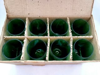 Vintage Anchor Hocking 8 Piece Roly - Poly Tumber Set Forest Green