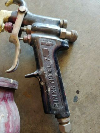 Vintage Binks Model 7 Spray Gun w/ Paint Canister 2