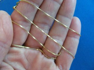 14k solid gold vintage box chain necklace 18.  5 inches long not scrap 1.  7gm 4