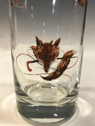 11 Vintage FOX Head & CROP Bar GLASSES BARWARE Equestrian/Hunting Theme 5