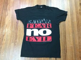 Vintage Slaughter Concert T Shirt Sz L Slim 1990s Single Stitch Double Sided