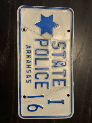 Vintage Obsolete Arkansas State Police License Plate 1980’s