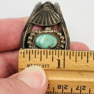 Vintage Old Native American Sterling Turquoise Cuff Bracelet 37.  5 Grams 8