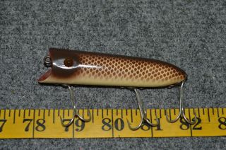 Vintage Heddon Wood Brown Scale Lucky 13 Fishing Lure