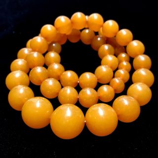 Vintage 60s Baltic Amber Necklace 70,  0 Gm.  Large Round Butterscotch Amber Beads.