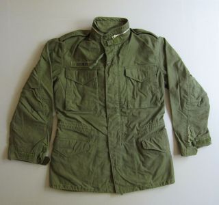 Vintage 60s 1966 Vietnam War Era M65 Green Military Field Jacket Coat Small Long