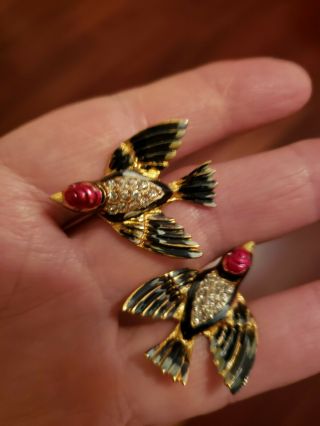Vintage COROCRAFT Jewelry Set,  Sweet Little Bird Brooch & Matching Earrings 3