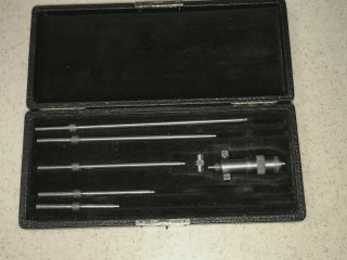 Vintage Starrett No.  124 Inside Micrometer Set Measures 2 - 8” Machinist Tool