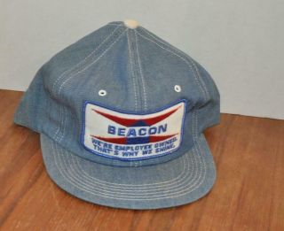 Vtg Beacon Feed Employee Own K - Brand Snapback Hat Trucker Cap Farm Ag Patch Usa