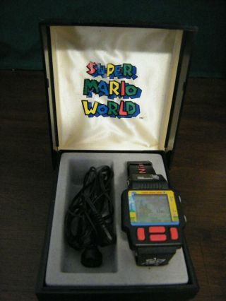 Vintage 1991 Nintendo Mario World Watch With Box & Ear Buds