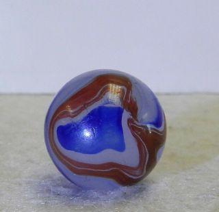 9884m Vintage Akro Agate Blue Oxblood Marble.  68 Inches