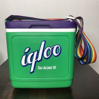 Vintage Igloo Ice Chest Rainbow Strap Tag Along Gay Pride Cooler Made In Usa