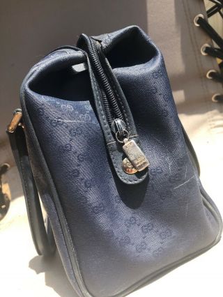 GUCCI Vintage Navy Blue GG Top Handle Handbag Tote 6