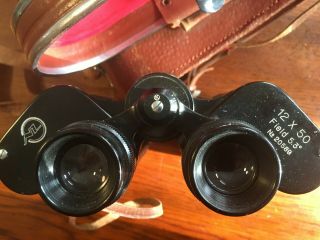 Vintage coated lens Zeiss Model 12x50 Field 5.  3 binoculars in case 3