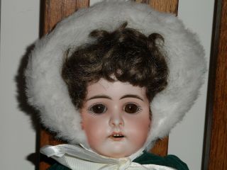 Antique German Doll Marked 7,  Has Hairline,  Kid Skin Body,  16 "
