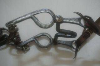 Antique Vintage Silver Bit,  Leather Headstall Reins Rawhide Parts Old Raw Hide