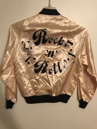 Vtg Rock N Roll Satin Bomber Diamond Dust Jacket Women’s Sz Xs Rare 80’s Rose
