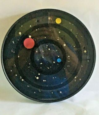 Fun Vintage 1980s Outer Space Solar System Planetary Wall Clock Spinning Motion