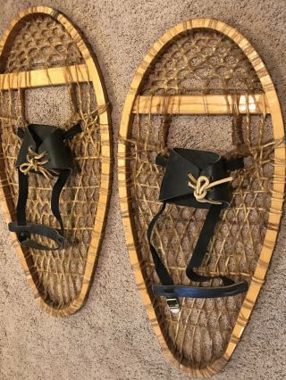 Vintage Faber Canadian Bear Paw Wooden Snowshoes
