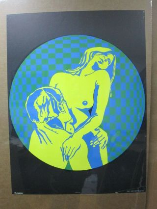 Vintage Lovers Black Light Poster 1970 