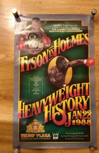 1988 Mike Tyson Vs.  Larry Holmes Poster 22 By 36 Vintage Boxing