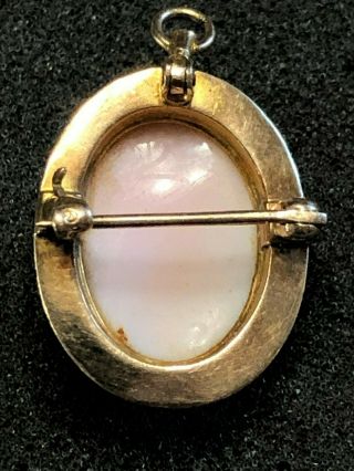 Vintage 10k Yellow Gold Cameo Brooch Pin Pendant Possibly Antique 3