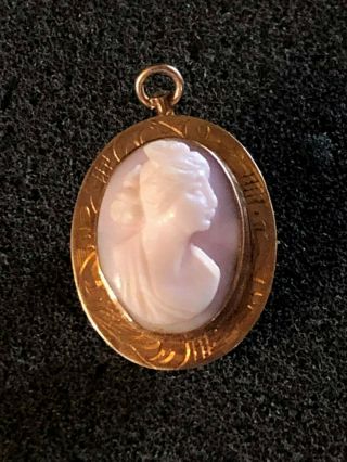 Vintage 10k Yellow Gold Cameo Brooch Pin Pendant Possibly Antique 7
