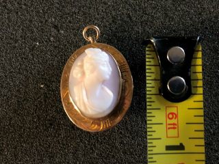 Vintage 10k Yellow Gold Cameo Brooch Pin Pendant Possibly Antique 8