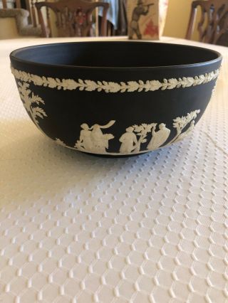 Vintage Wedgwood Black Jasperware Round Sacrifice Bowl