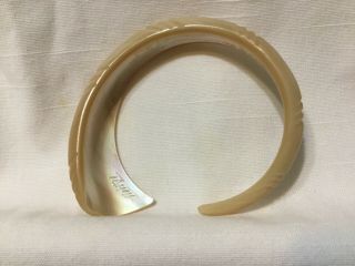 Mother Of Pearl Nautilus Shell Hand Carved Tapered Lustrous Cuff Bracelet,  Vtg