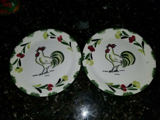 Vintage Blue Ridge Southern Potteries Plates 2 Cock O 
