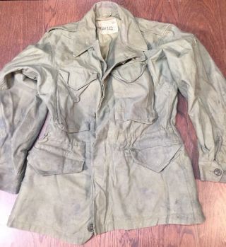Vintage M - 1943 Us Military Field Jacket Od Green Wwii 34r Ww2