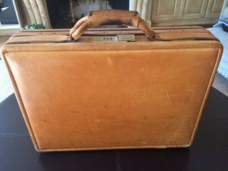 Vintage Hartmann Leather Briefcase Attache Tan With Combination Lock & Bag Tag