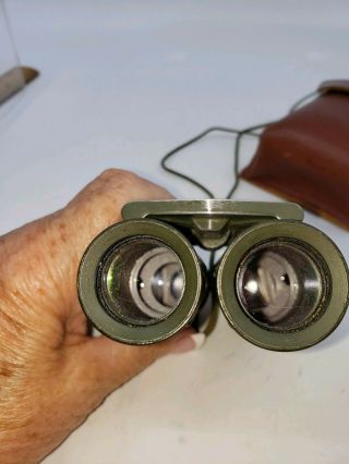 Vintage Carl Zeiss Binocular In Leather Case Signed Jena Army Green Color. 3