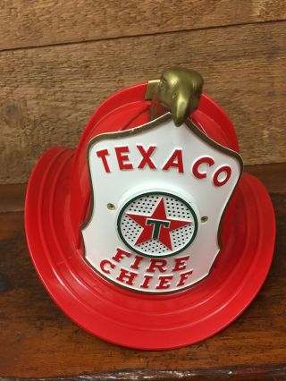 Vintage Texaco Fire Chief Hat Gas Service Station Helmet W/ Speaker - Very