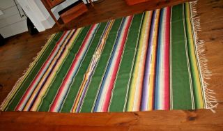 Vintage Mexican Saltillo Serape Blanket / Rug Wool Textile Southwest 100 " X 64 "