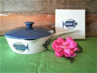 Vintage Villeroy Boch Viking Fish Lidded Ceramic Saucepan & Trivet 1960 