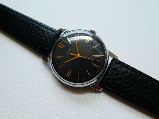 Very rare Vintage Black POBEDA Men ' s dress watch from 1960 ' s years 2