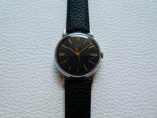 Very rare Vintage Black POBEDA Men ' s dress watch from 1960 ' s years 4